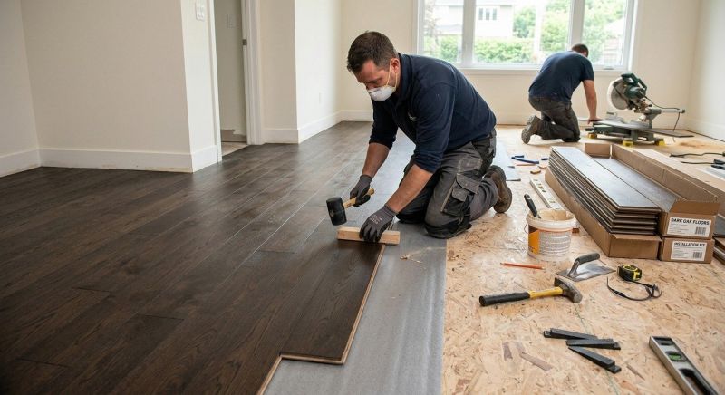 Dark Wood Floor Installation in Catonsville, MD